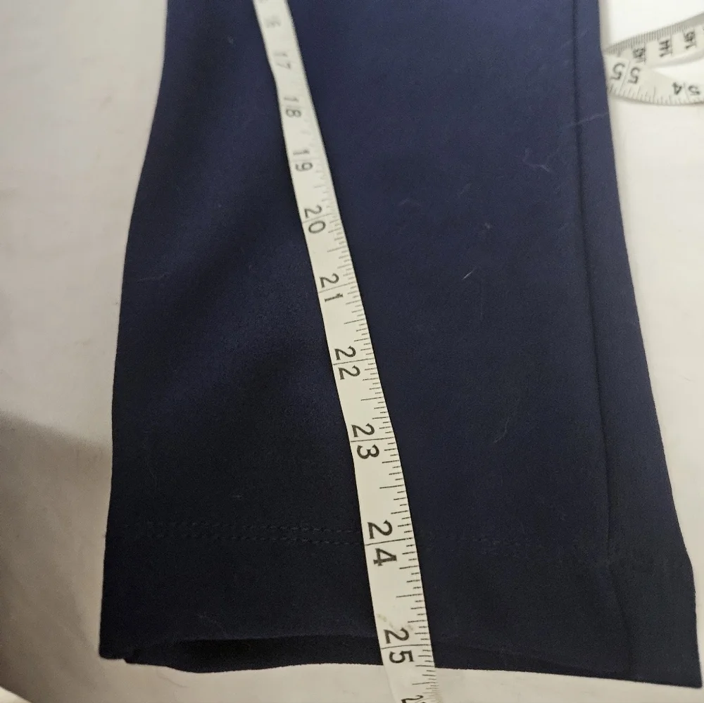 Shinestar Navy Blue Pull On Stretch Pleated Ankle Pants With Pockets Medium!